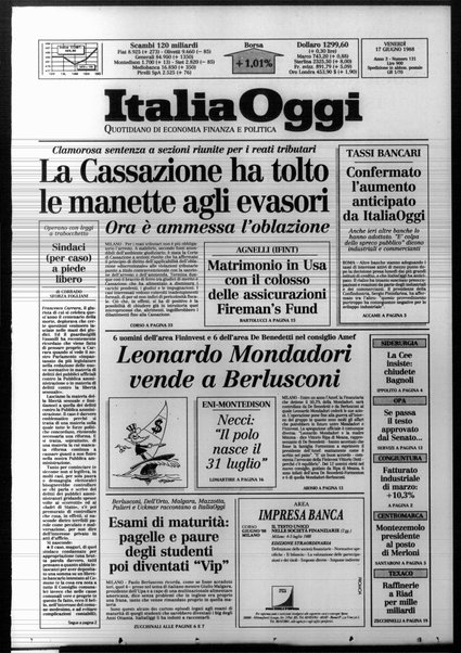 Italia oggi : quotidiano di economia finanza e politica